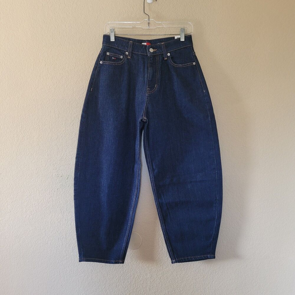 Tommy Hilfiger Womens Jeanie Balloon Leg Jeans Sz 26 Relaxed Dark Blue Baggy Nwt
